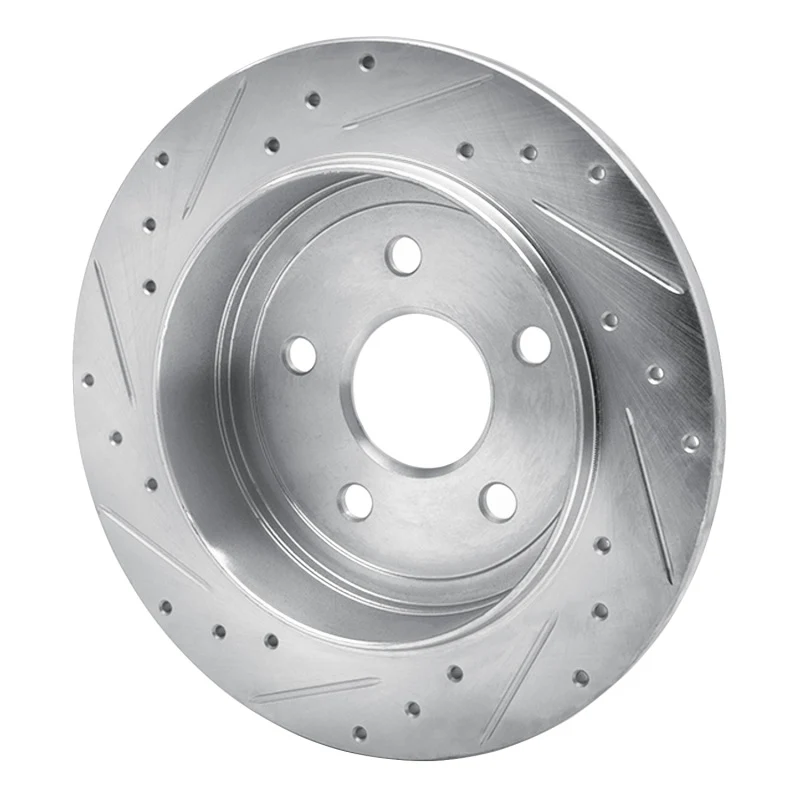 R1 05-10 Jeep Commander Rear Right Drilled & Slotted Silver Brake Rotor - Image 5