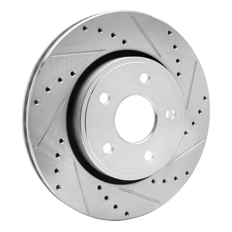 R1 05-10 Jeep Grand Cherokee Front Right Drilled & Slotted Silver Brake Rotor - Image 5