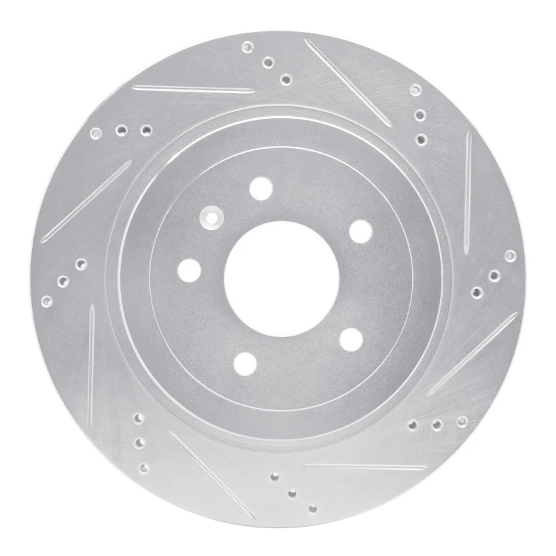 R1 05-11 Cadillac STS Rear Right Drilled & Slotted Silver Brake Rotor