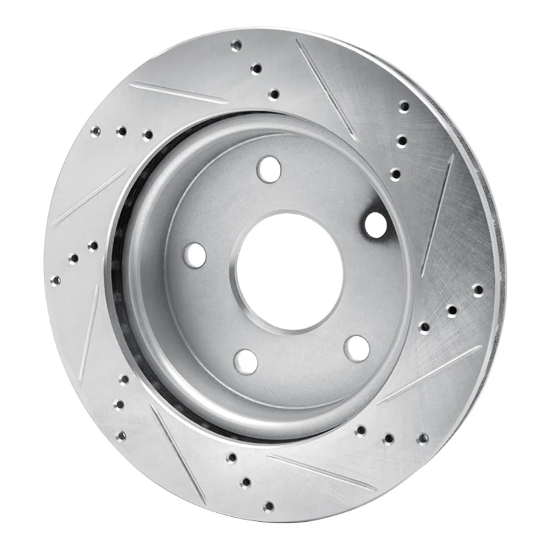 R1 05-11 Dodge Dakota 4WD Front Left Drilled & Slotted Silver Brake Rotor - Image 2