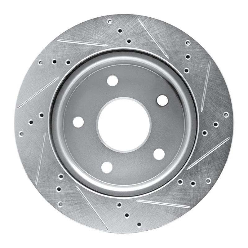 R1 05-11 Dodge Dakota 4WD Front Left Drilled & Slotted Silver Brake Rotor - Image 3