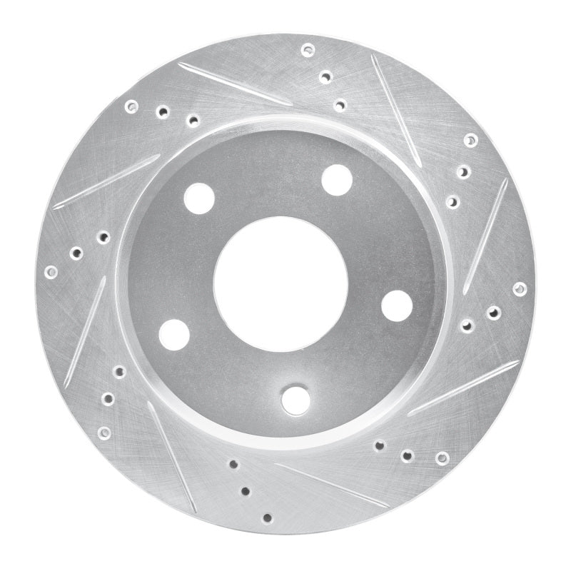 R1 05-11 Dodge Dakota 4WD Front Right Drilled & Slotted Silver Brake Rotor