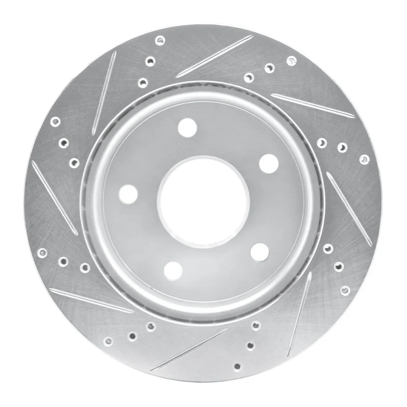 R1 05-11 Dodge Dakota 4WD Front Right Drilled & Slotted Silver Brake Rotor - Image 4
