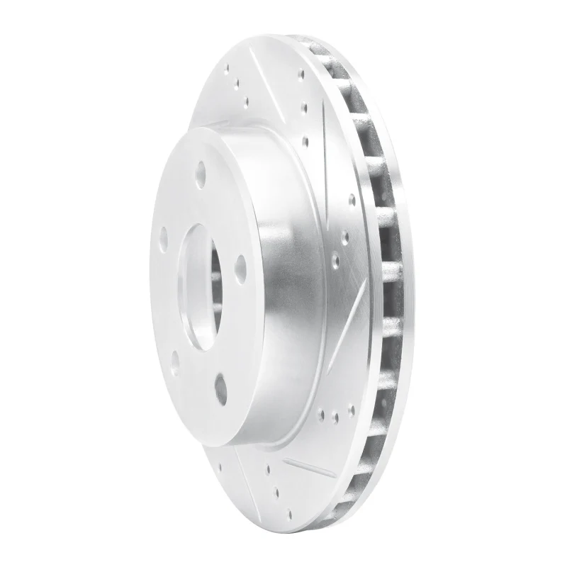 R1 05-11 Dodge Dakota 4WD Front Right Drilled & Slotted Silver Brake Rotor - Image 5