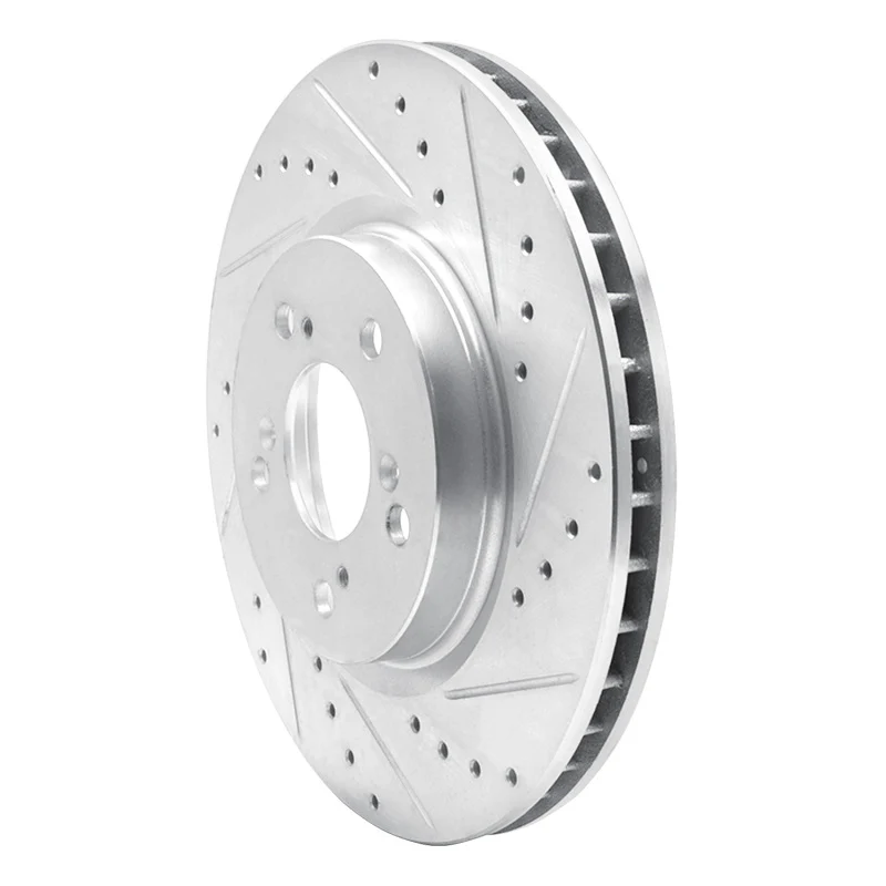 R1 05-12 Acura RL Front Right Drilled & Slotted Silver Brake Rotor - Image 3