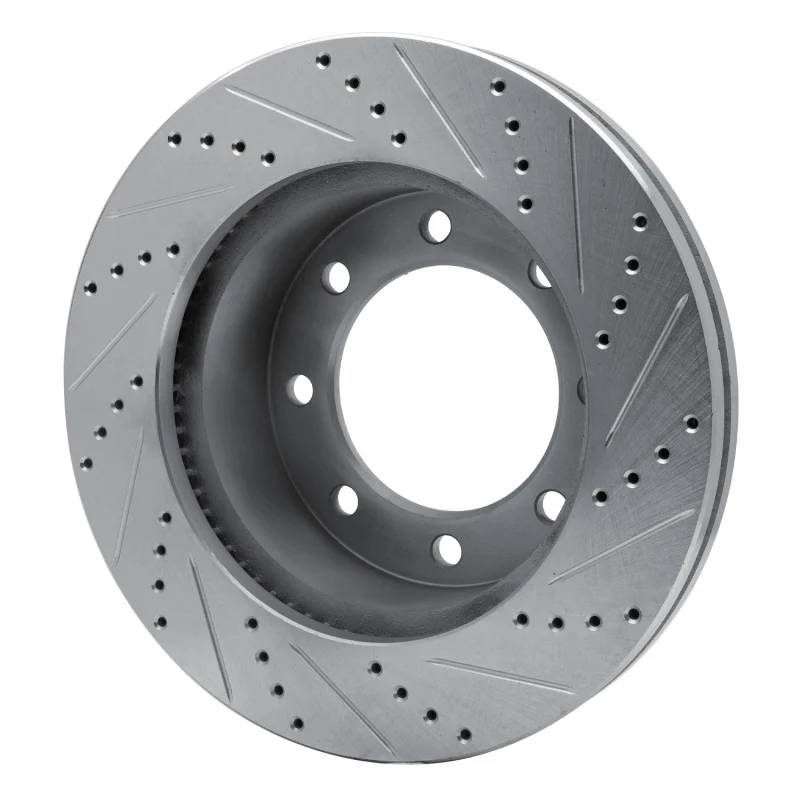 R1 05-12 Ford F-350 Super Duty 4WD Front Left Drilled & Slotted Silver Brake Rotor - Image 2