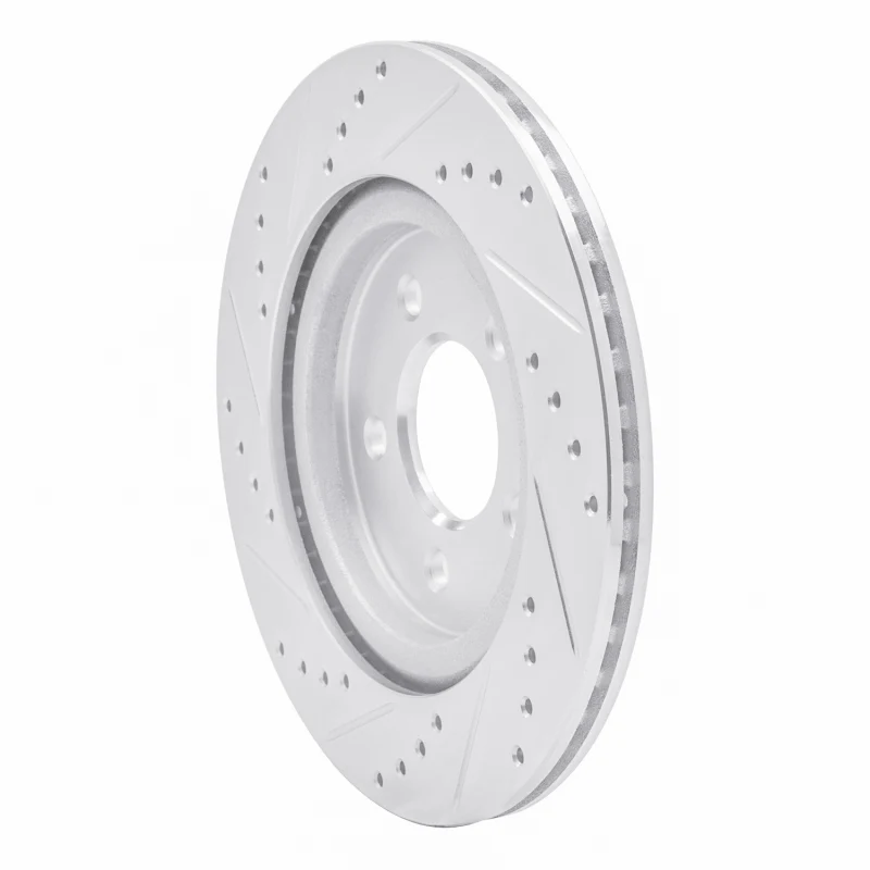 R1 05-14 Ford Mustang Rear Right Drilled & Slotted Silver Brake Rotor - Image 5
