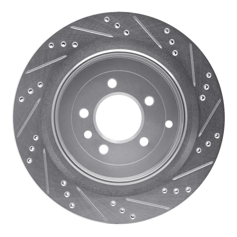 R1 05-16 Land Rover Discovery (Latin America) Rear Left Drilled & Slotted Silver Brake Rotor - Image 3