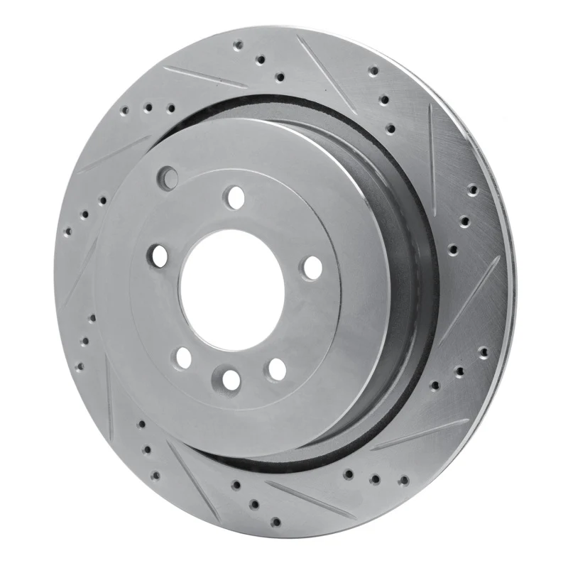 R1 05-16 Land Rover LR4 Rear Right Drilled & Slotted Silver Brake Rotor - Image 3