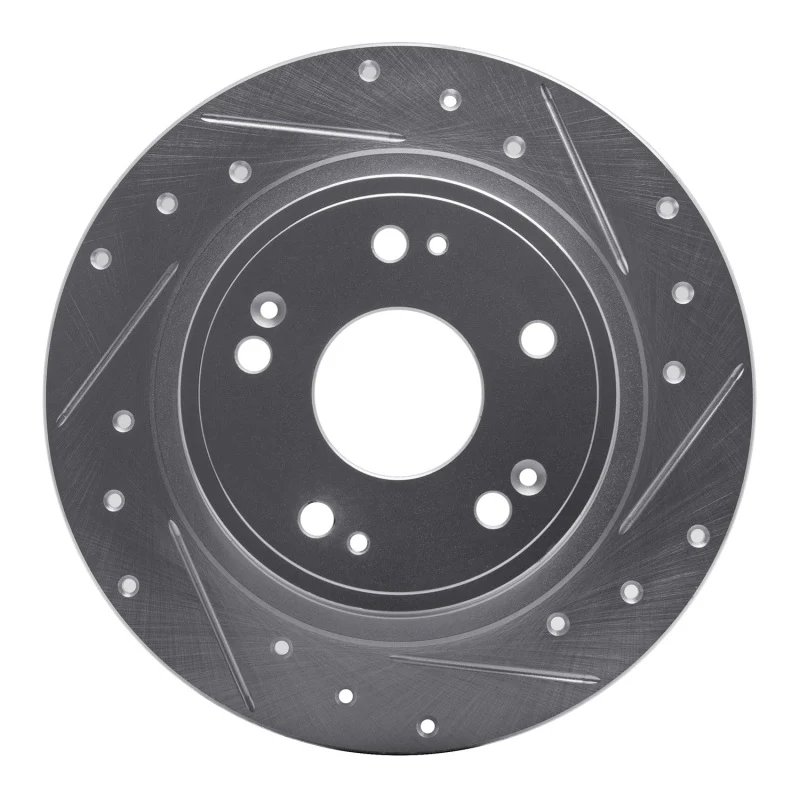 R1 05-17 Honda Accord Rear Right Drilled & Slotted Silver Brake Rotor