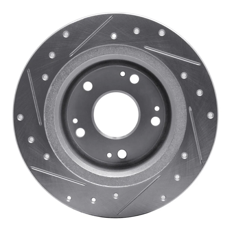 R1 05-17 Honda Accord Rear Right Drilled & Slotted Silver Brake Rotor - Image 3