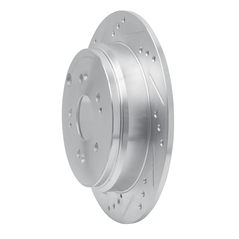R1 05-18 Acura RDX Rear Left Drilled & Slotted Silver Brake Rotor - Image 4