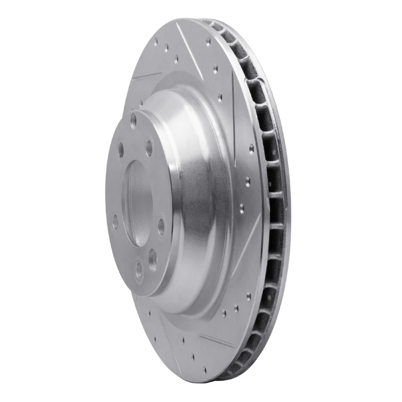 R1 05-18 Porsche CAYENNE Rear Right Drilled & Slotted Silver Brake Rotor - Image 3