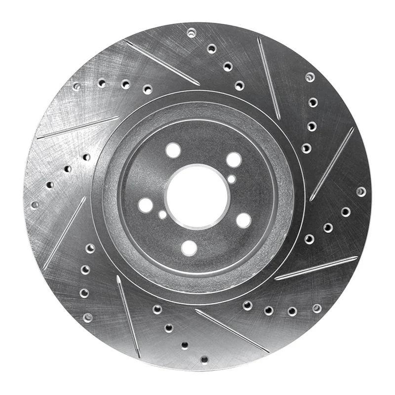 R1 05-18 Subaru Forester Front Left Drilled & Slotted Silver Brake Rotor - Image 2