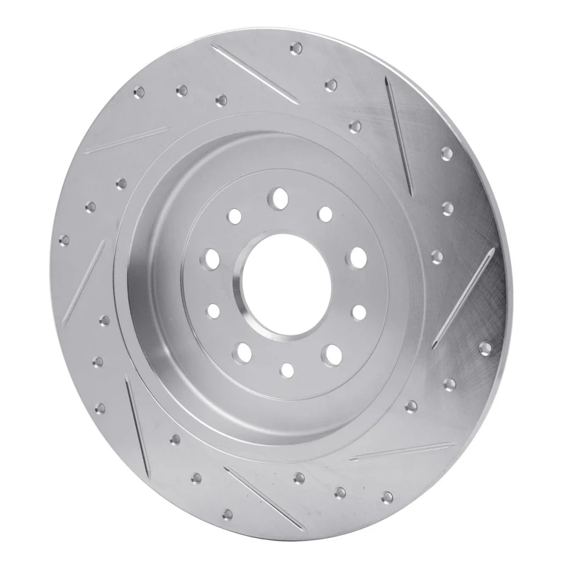 R1 05-19 Ford Explorer Rear Left Drilled & Slotted Silver Brake Rotor - Image 4