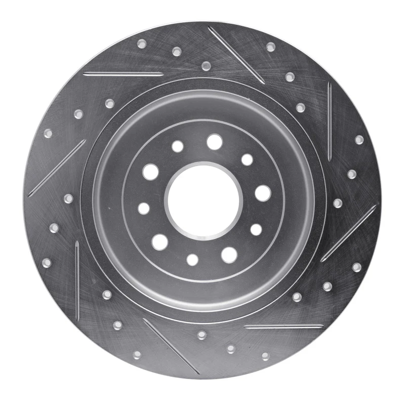R1 05-19 Ford Explorer Rear Left Drilled & Slotted Silver Brake Rotor - Image 5