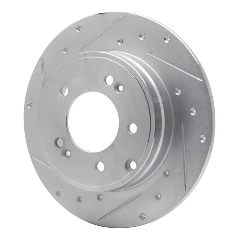 R1 05-20 Hyundai TUCSON Rear Left Drilled & Slotted Silver Brake Rotor - Image 2