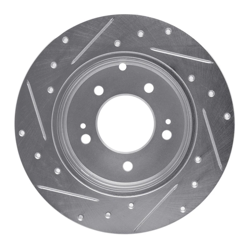 R1 05-20 Hyundai TUCSON Rear Right Drilled & Slotted Silver Brake Rotor - Image 2
