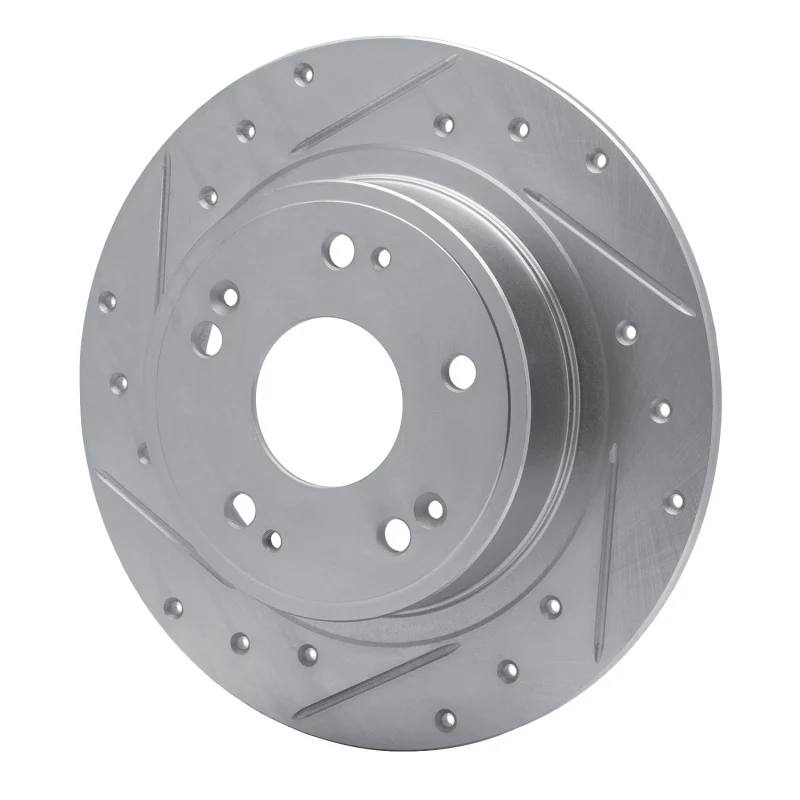R1 05-22 Acura ILX Rear Left Drilled & Slotted Silver Brake Rotor - Image 5