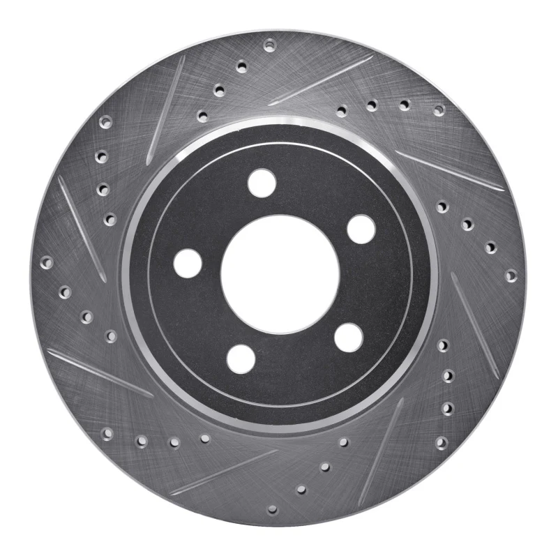R1 05-23 Chrysler 300 Rear Left Drilled & Slotted Silver Brake Rotor