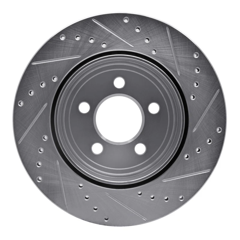 R1 05-23 Chrysler 300 Rear Left Drilled & Slotted Silver Brake Rotor - Image 2