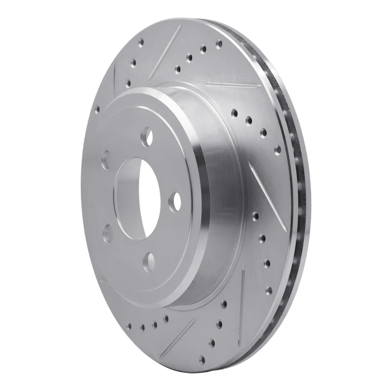 R1 05-23 Chrysler 300 Rear Left Drilled & Slotted Silver Brake Rotor - Image 3