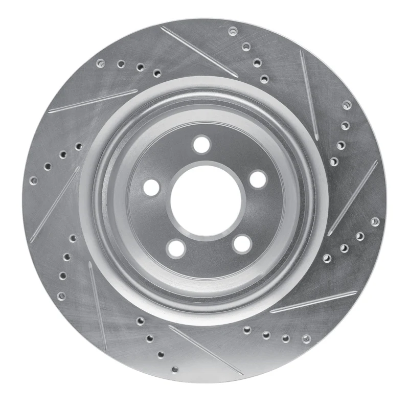 R1 05-23 Chrysler 300 Rear Left Drilled & Slotted Silver Brake Rotor - Image 2