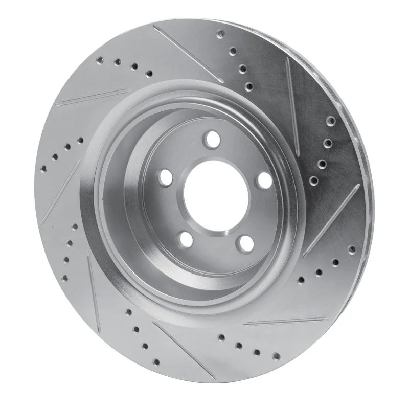 R1 05-23 Chrysler 300 Rear Left Drilled & Slotted Silver Brake Rotor - Image 5