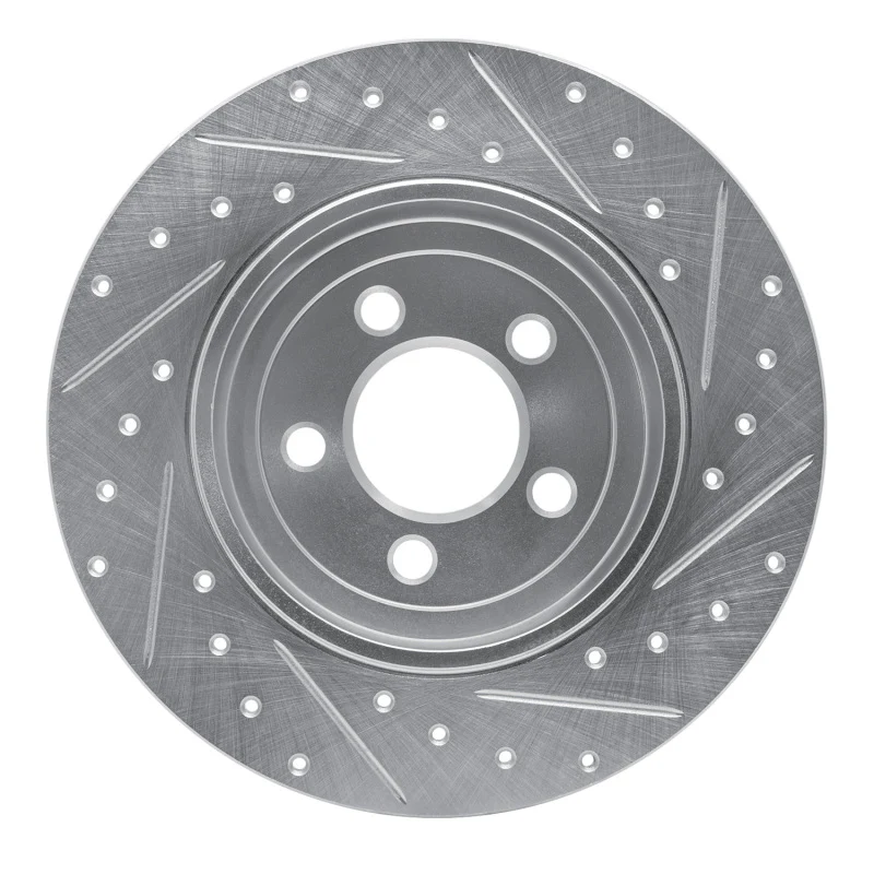 R1 05-23 Chrysler 300 Rear Left Drilled & Slotted Silver Brake Rotor - Image 4
