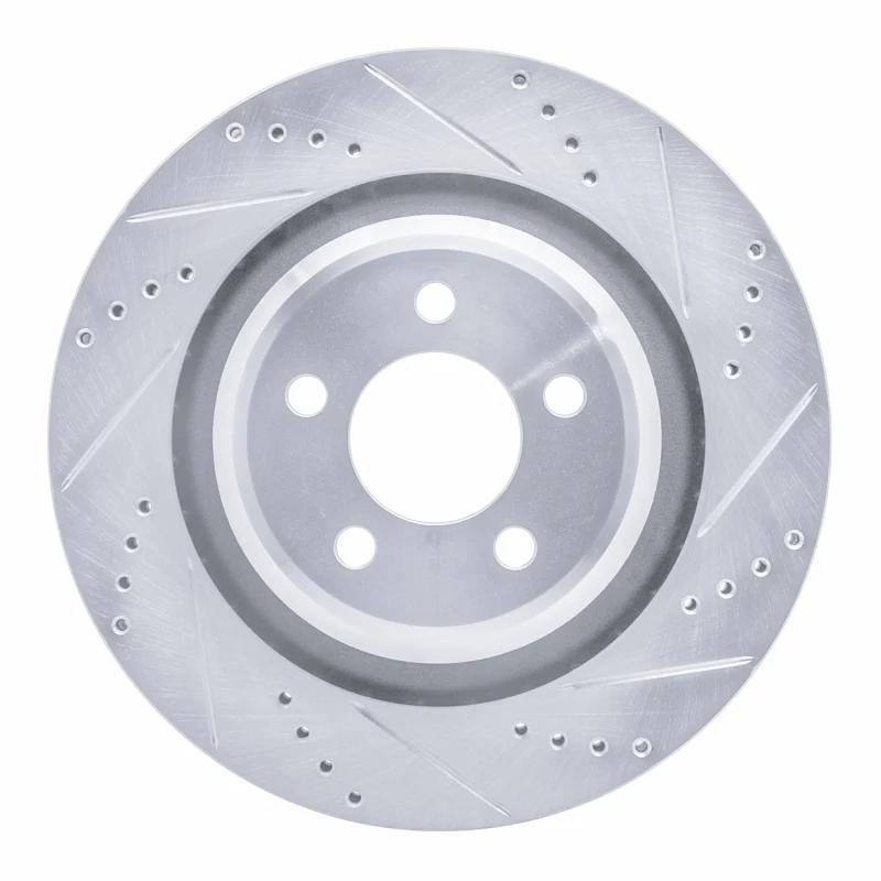 R1 05-23 Chrysler 300 Rear Right Drilled & Slotted Silver Brake Rotor