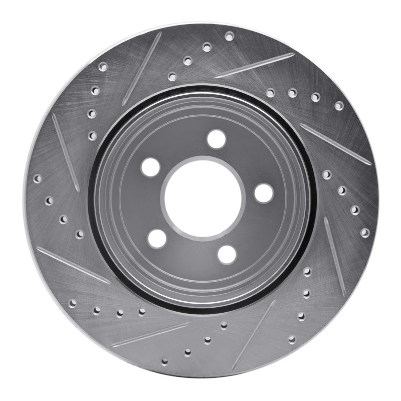 R1 05-23 Chrysler 300 Rear Right Drilled & Slotted Silver Brake Rotor - Image 5