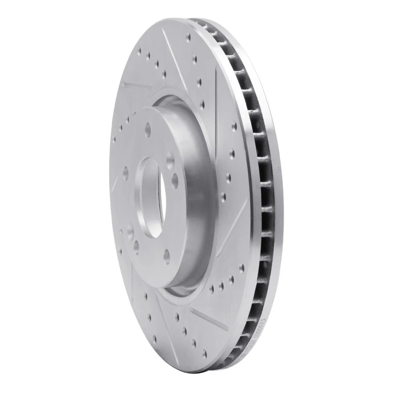 R1 05-24 Hyundai TUCSON Front Right Drilled & Slotted Silver Brake Rotor - Image 3