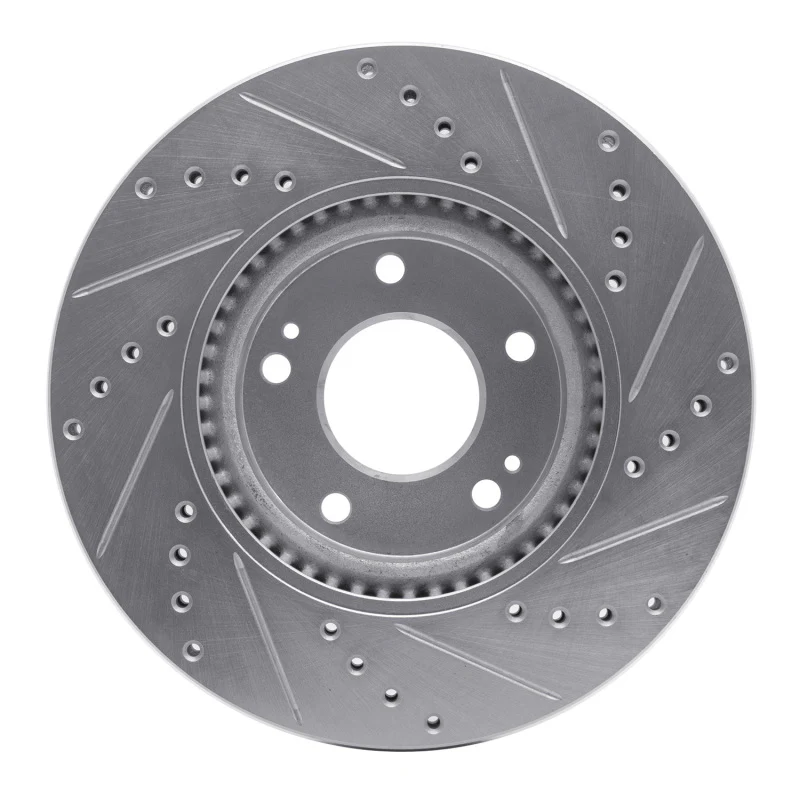 R1 05-24 Hyundai Veloster Front Left Drilled & Slotted Silver Brake Rotor - Image 3