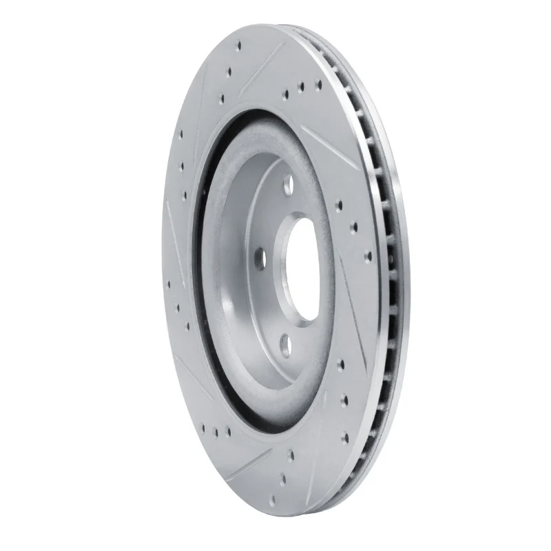 R1 06-08 Jaguar S-Type Rear Right Drilled & Slotted Silver Brake Rotor - Image 5