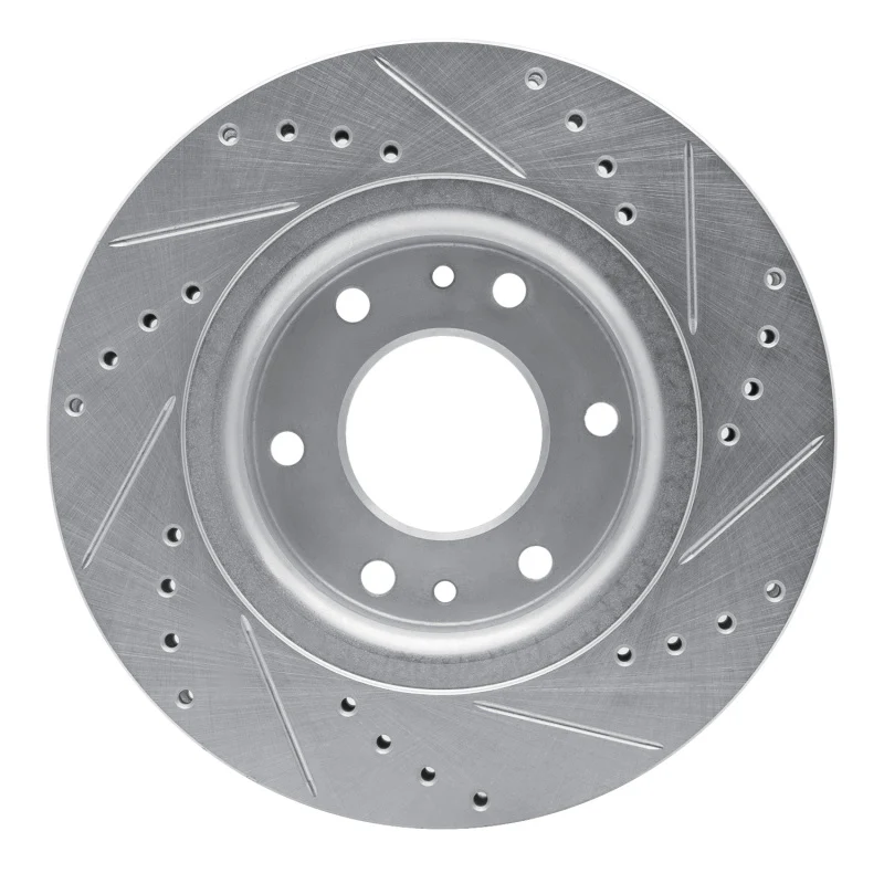 R1 06-09 Buick Rainier Front Left Drilled & Slotted Silver Brake Rotor - Image 5