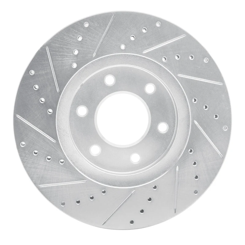 R1 06-09 Chevrolet Trailblazer Front Right Drilled & Slotted Silver Brake Rotor - Image 3