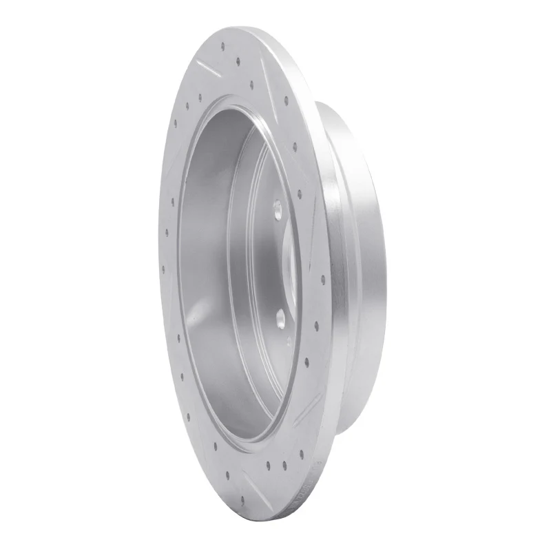 R1 06-09 Hyundai AZERA Rear Left Drilled & Slotted Silver Brake Rotor - Image 3