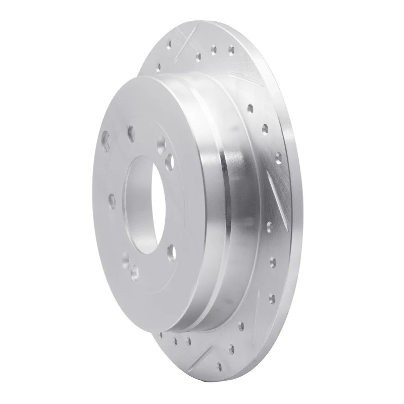 R1 06-09 Hyundai AZERA Rear Left Drilled & Slotted Silver Brake Rotor - Image 4