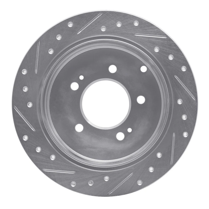R1 06-09 Hyundai AZERA Rear Right Drilled & Slotted Silver Brake Rotor - Image 2