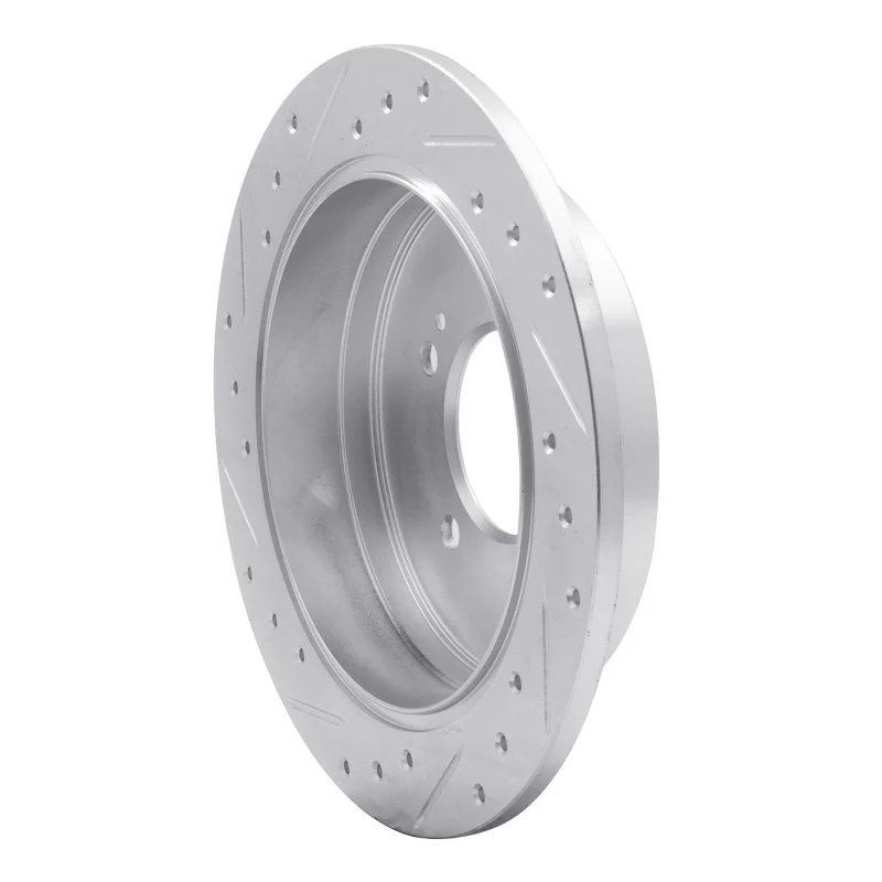 R1 06-09 Hyundai AZERA Rear Right Drilled & Slotted Silver Brake Rotor - Image 3