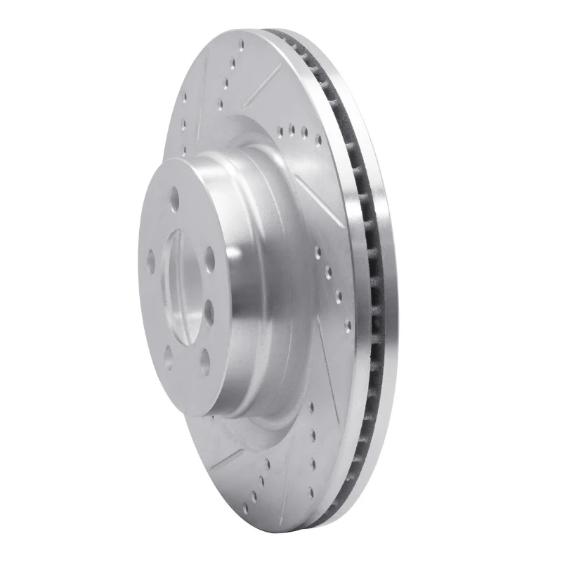 R1 06-09 Land Rover Range Rover Front Left Drilled & Slotted Silver Brake Rotor - Image 2