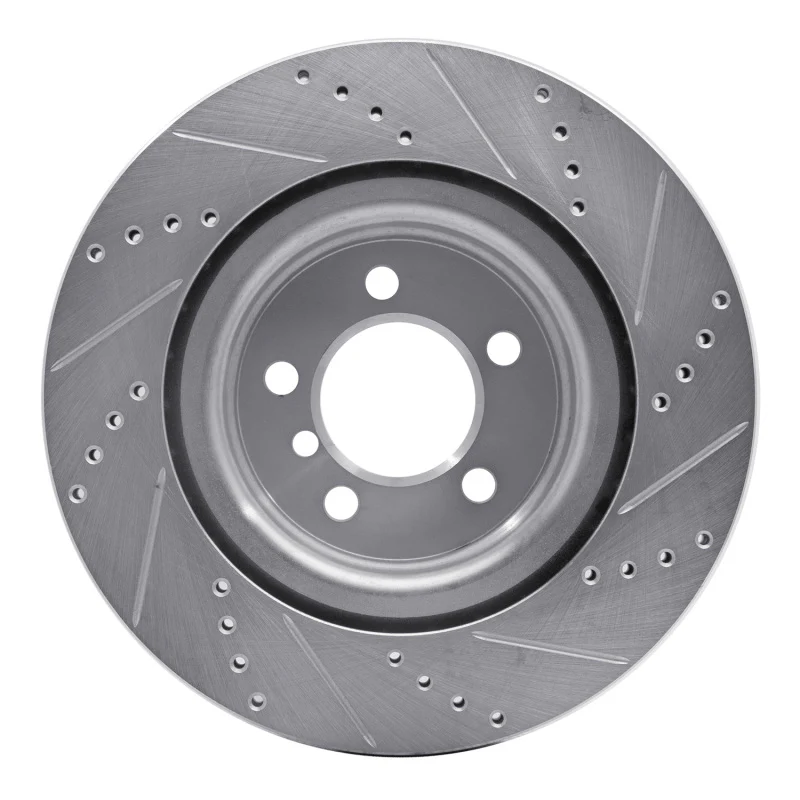 R1 06-09 Land Rover Range Rover Front Left Drilled & Slotted Silver Brake Rotor - Image 3