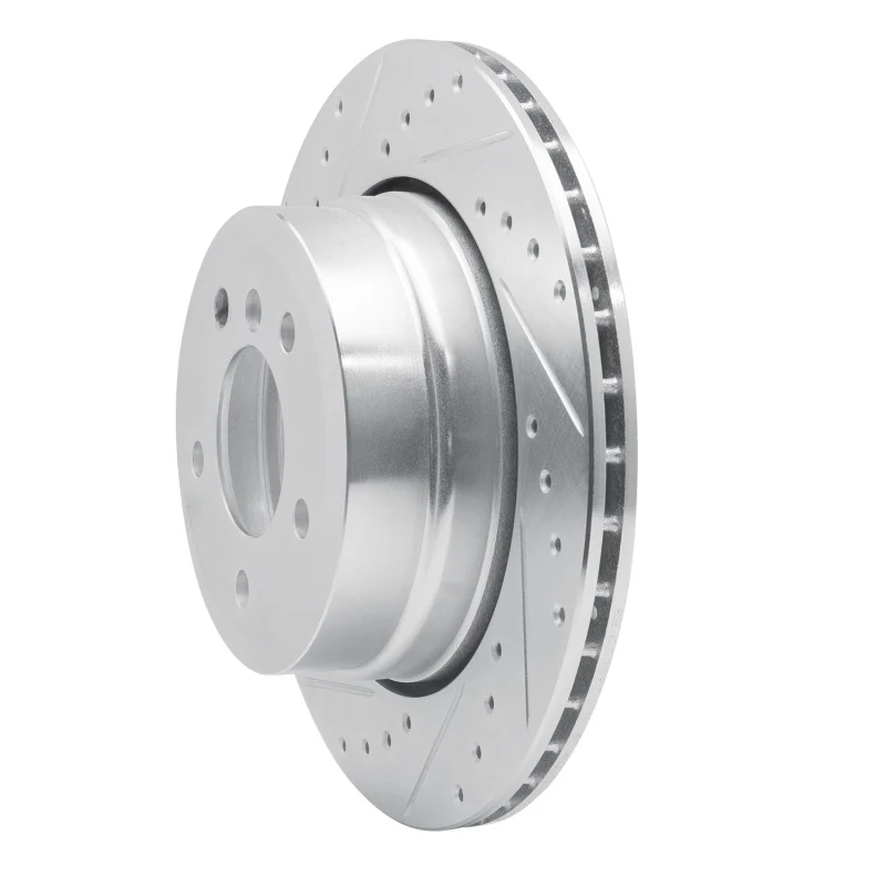 R1 06-10 BMW 530XI Rear Left Drilled & Slotted Silver Brake Rotor - Image 4