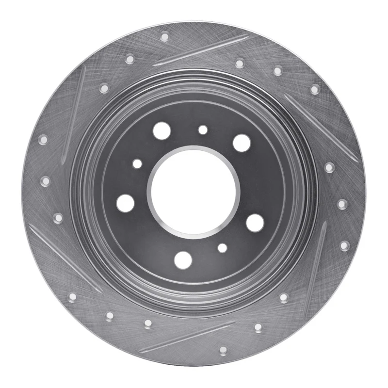 R1 06-10 Buick LaCrosse Rear Right Drilled & Slotted Silver Brake Rotor - Image 4
