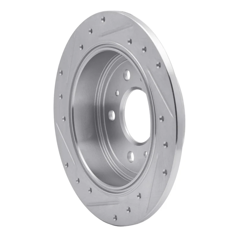 R1 06-10 Buick LaCrosse Rear Right Drilled & Slotted Silver Brake Rotor - Image 5