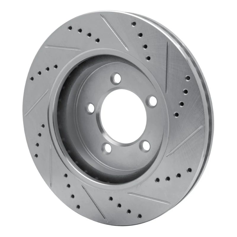 R1 06-10 Ford Explorer Sport Trac Front Left Drilled & Slotted Silver Brake Rotor - Image 2