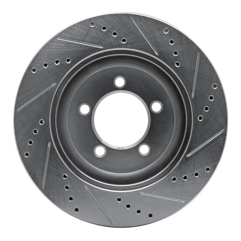 R1 06-10 Ford Explorer Sport Trac Front Left Drilled & Slotted Silver Brake Rotor - Image 3