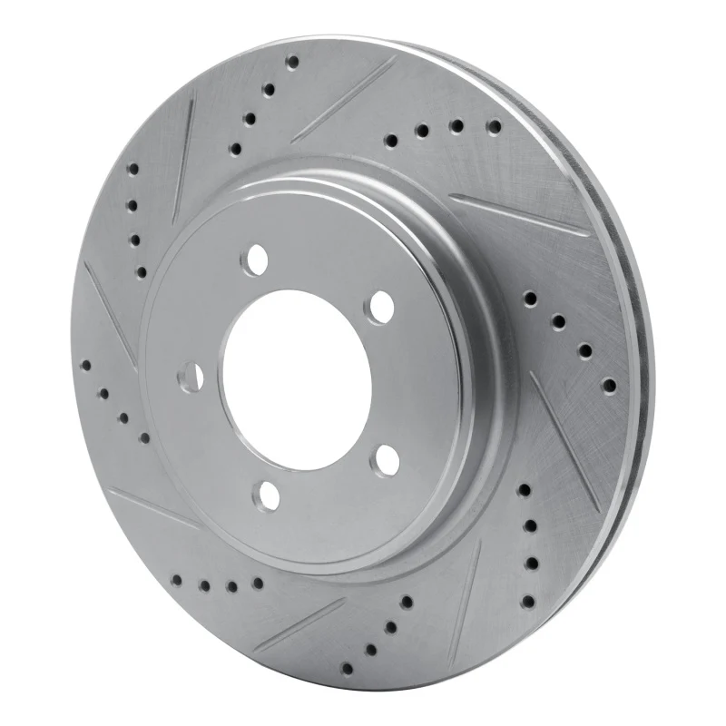 R1 06-10 Ford Explorer Sport Trac Front Left Drilled & Slotted Silver Brake Rotor - Image 4