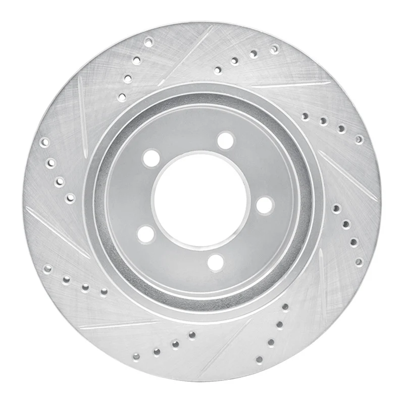 R1 06-10 Ford Explorer Sport Trac Front Right Drilled & Slotted Silver Brake Rotor - Image 2
