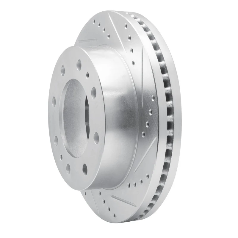 R1 06-10 Ford F-350 Super Duty 2WD Front Right Drilled & Slotted Silver Brake Rotor - Image 4